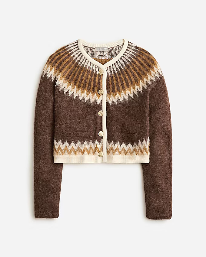 Fair Isle cardigan sweater in brushed yarn | J. Crew US