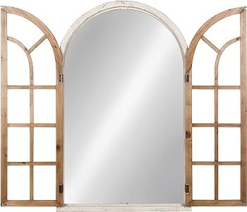 Kate and Laurel Boldmere Large Traditional Wood Windowpane Arch Mirror, 28x44, Rustic Brown and W... | Amazon (US)