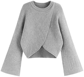 CIDER Cropped Sweaters for Women Turtleneck Sweater Long Sleeve Ribbed Knit Lantern Sleeve Pullov... | Amazon (US)