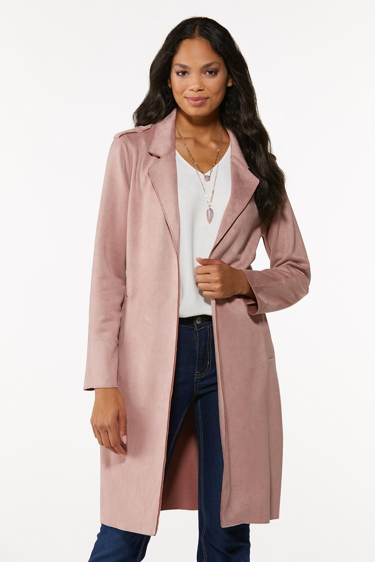 Faux Suede Trench Coat | Cato Fashions