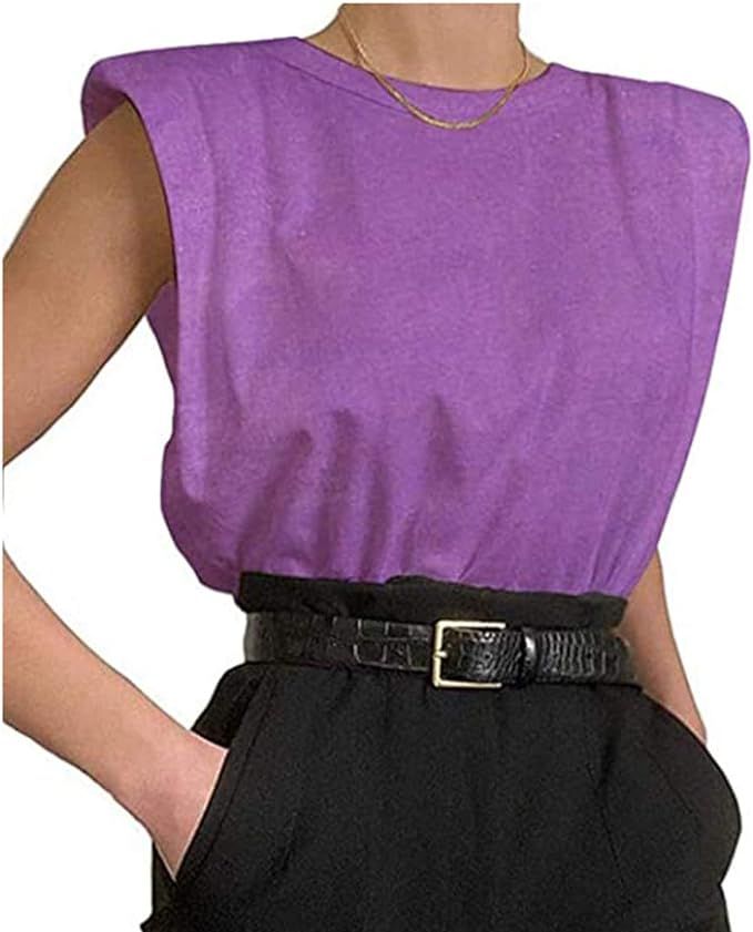 Seyurigaoka Women Summer Loose Slim Tank Top Solid Cotton Sleeveless Vest Round Neck Cami Shoulde... | Amazon (US)