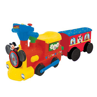 Disney Mickey Mouse 2 In 1 Battery Powered Ride On Choo Choo Train With Caboose And Tracks | Macy's