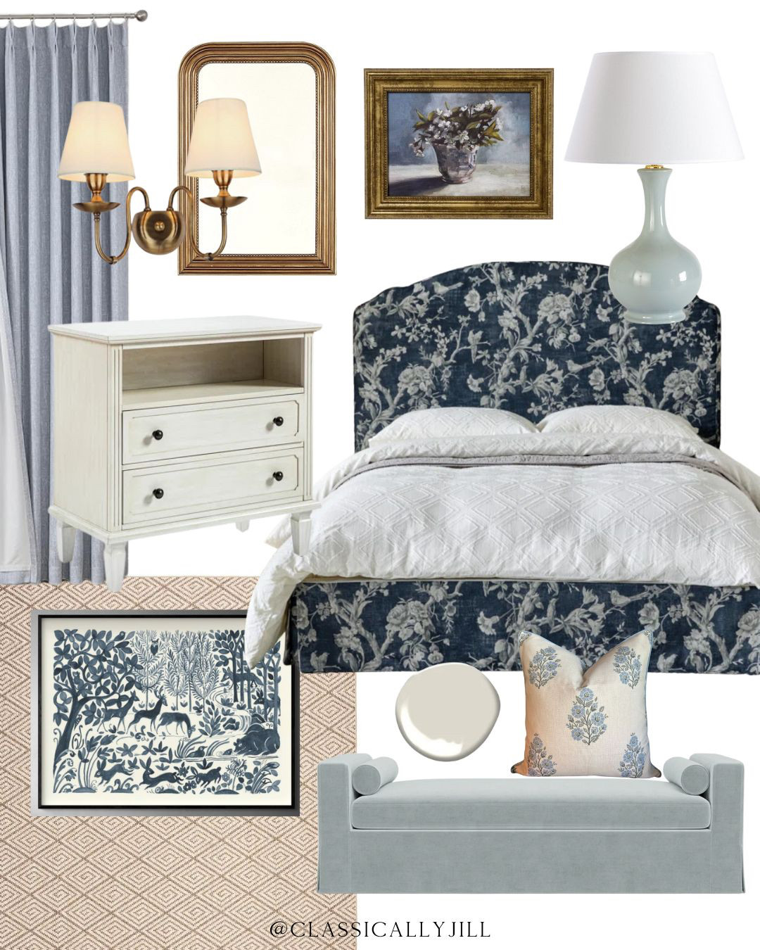 Own and love this bed in another pattern. Considering it in this navy blue floral pattern for our condo! Here's how I'd style it - with Pale Oak by BM and the Camille pillow by Jillien Harbor.  

 

#LTKHome #LTKStyleTip