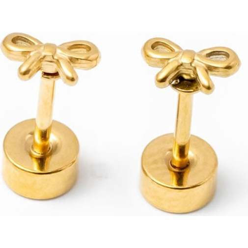 Mini Bow Stud Earrings, Gold | Maisonette