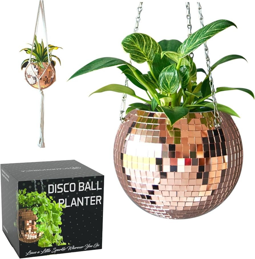 SCANDINORDICA Disco Ball Planter – Value Package: Mirror Disco Planter with Chain, Macrame Hang... | Amazon (US)