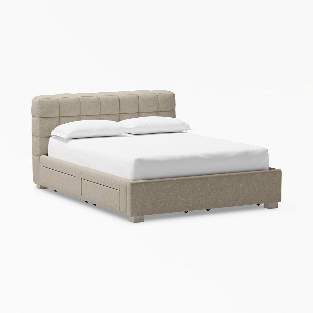 Baldwin Storage Bed, Queen, Heathered Chenille Stone | Pottery Barn Teen