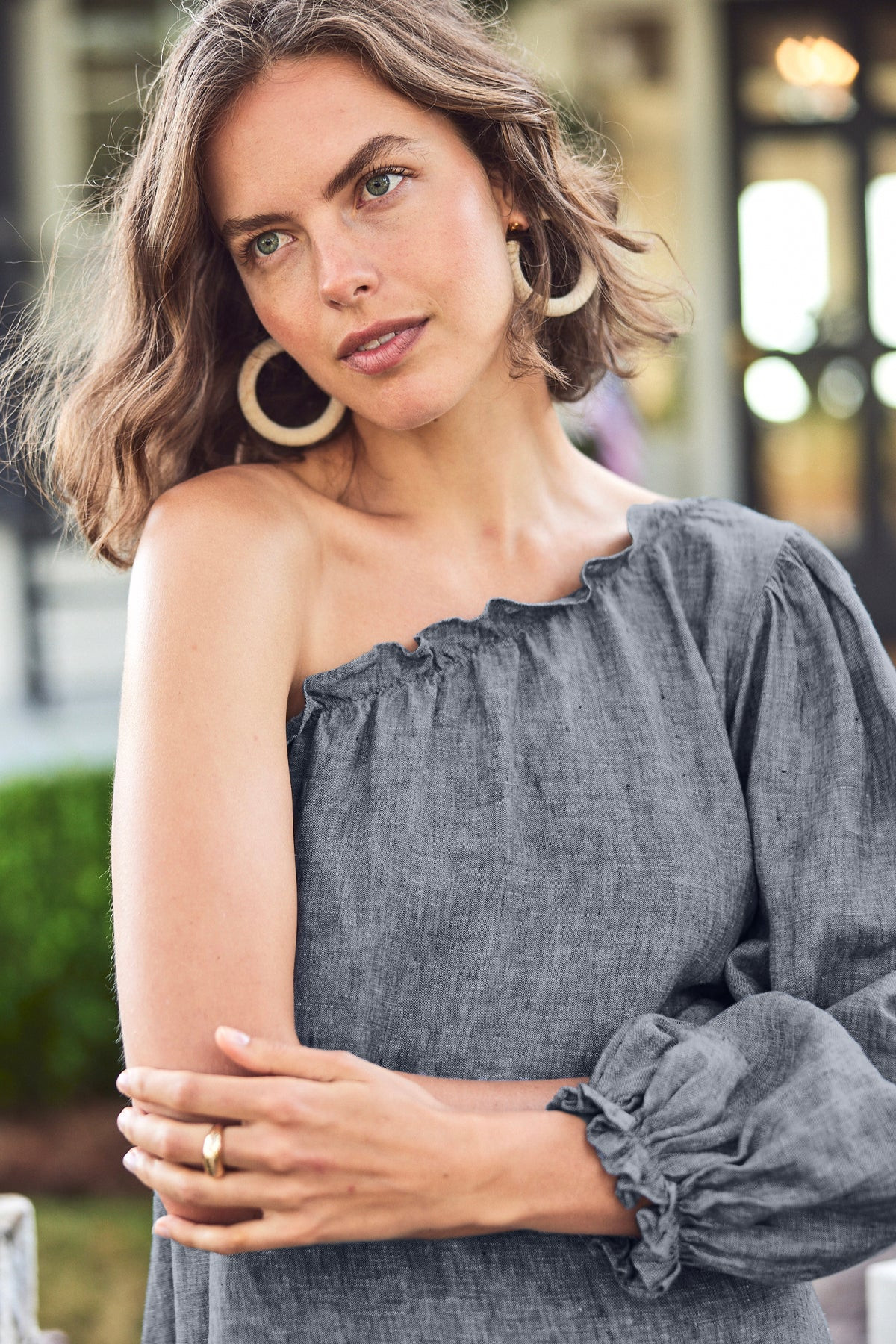 Milly Midi Dress in Navy Linen | Lake Pajamas