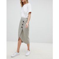 ASOS DESIGN tailored midi skirt in check with button wrap detail - Multi | ASOS SE