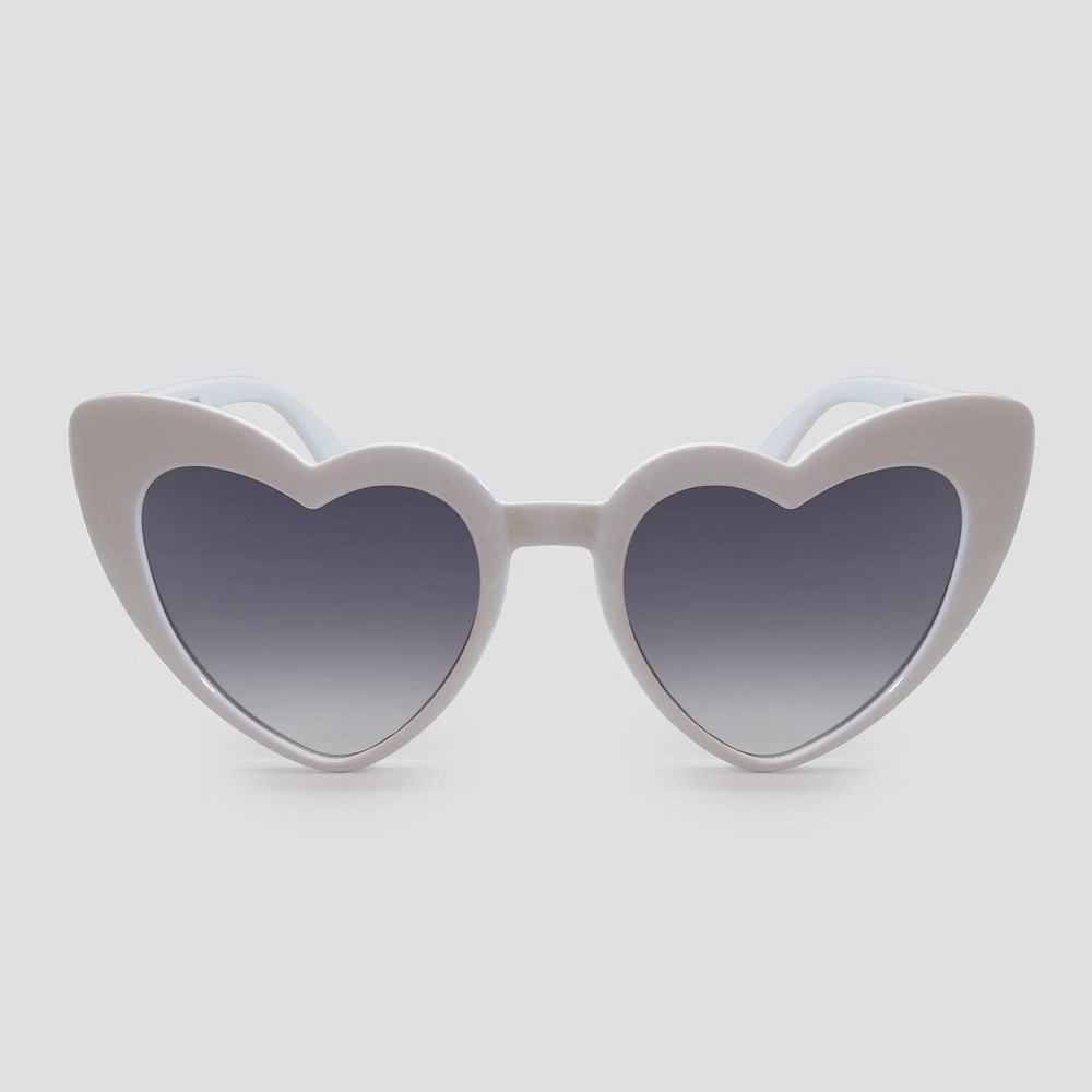 Women's Heart Shaped Plastic Silhouette Sunglasses - Wild Fable White | Target