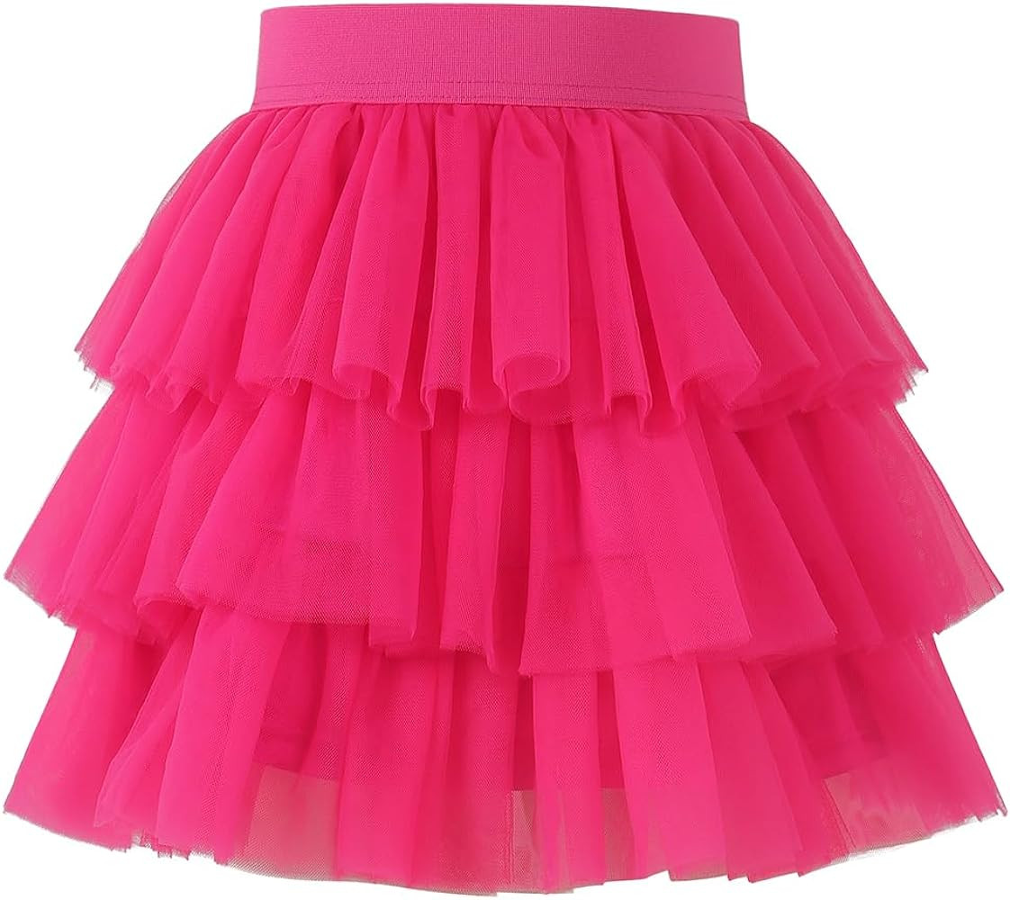 Noomelfish Girls Layered Tutu Skirt Ruffle Tiered Tulle Party Dance Skirts (3-10 Years) | Amazon (US)