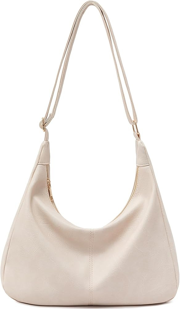 NIUEIMEE ZHOU Hobo Bags for Women Foldable Vegan Leather Shoulder Handbag Slouchy Tote Crossbody ... | Amazon (US)