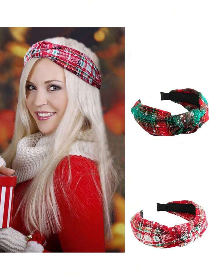 Trends1st Kerstknoop Midden Brede Geruite & Gestreepte Hoofdband, Antislip Eenvoudige Veelzijdige... | SHEIN
