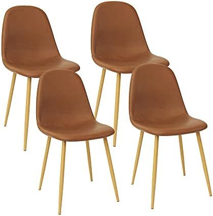 CangLong Washable PU Cushion Seat Back, Mid Century Metal Legs for Kitchen Dining Room Side Chair... | Amazon (US)