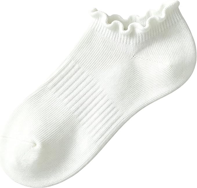 No Show Socks Womens Low Cut Non Slip Ruffle Ankle Socks 6 Pairs | Frilly Soft Cute Solid Color L... | Amazon (US)