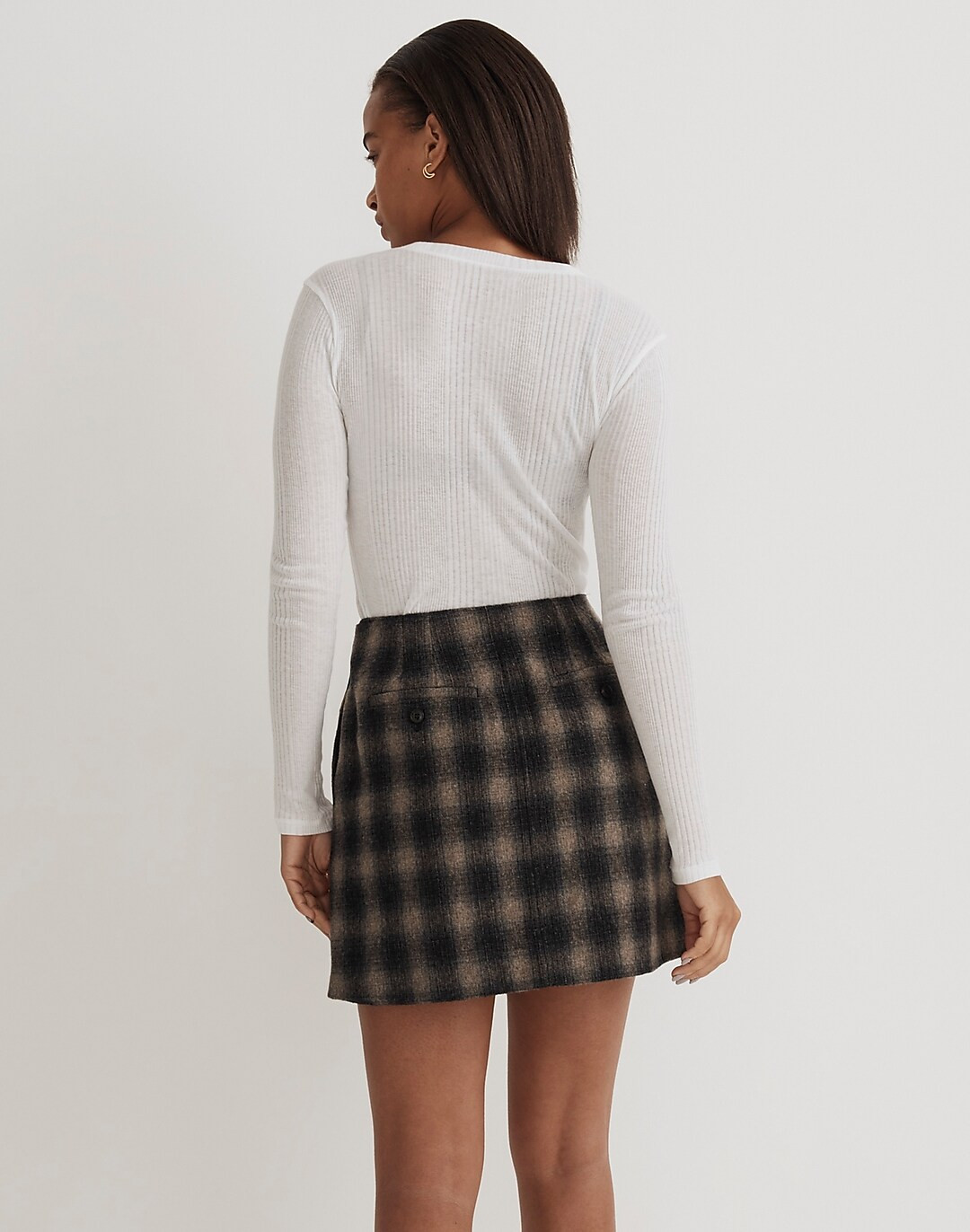 Buckle-Belt Wrap Mini Skirt in Plaid | Madewell