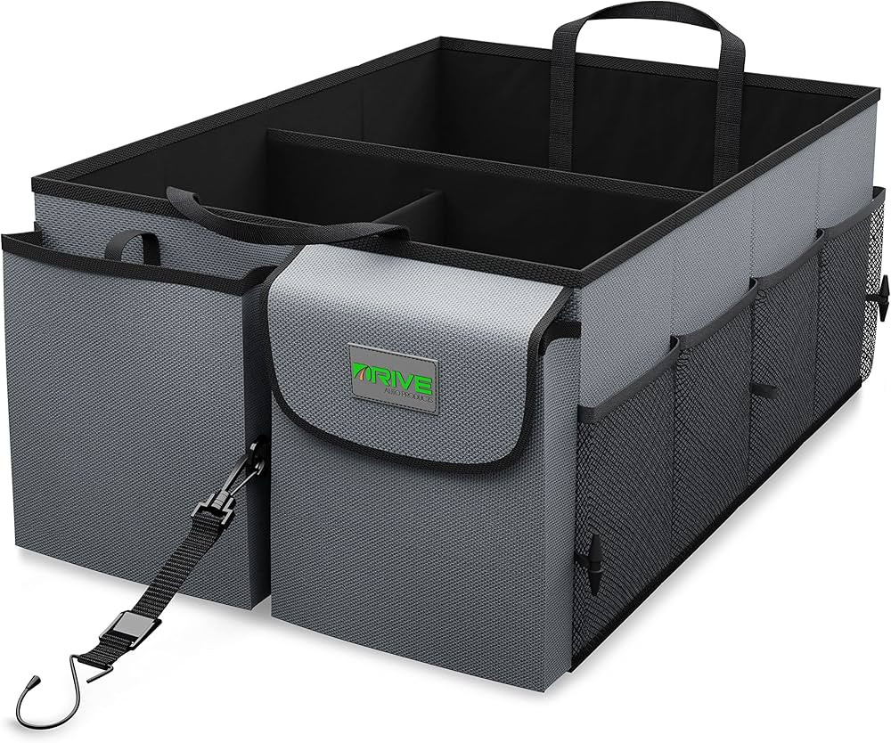 Drive Auto - Compact Car Trunk Organizer with Adjustable Straps - Grey | Amazon (US)