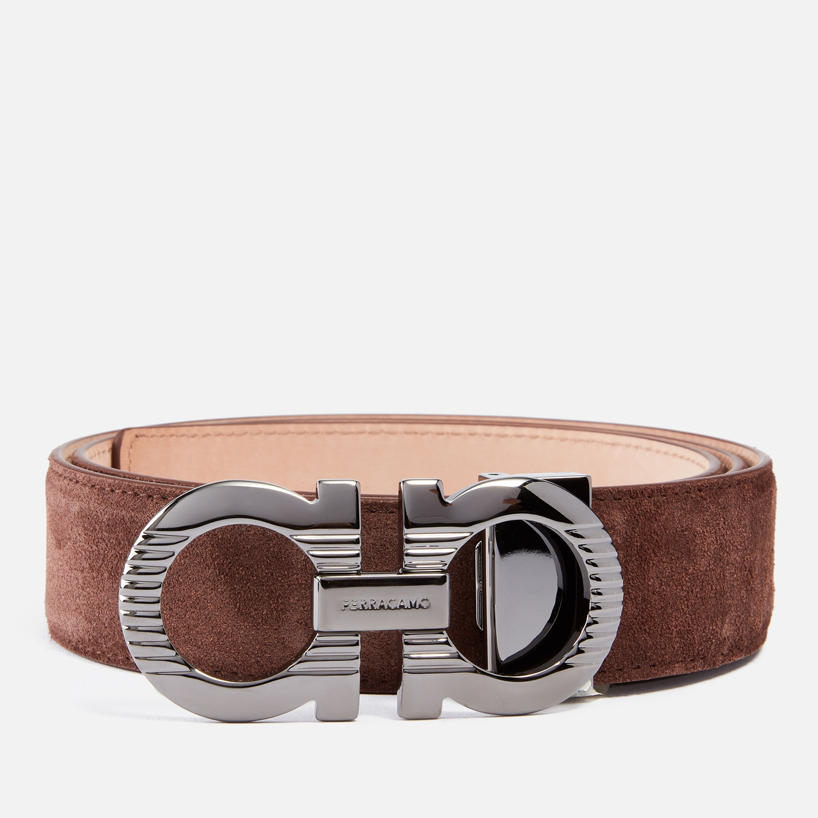 Ferragamo Gancini Suede and Gunmetal Belt - 90cm | Coggles | Coggles (Global)