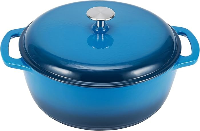 Amazon Basics Cast Iron Dutch Oven Pot with Lid, Enameled, Round, Dual Handles, Heavy-Duty, Mediu... | Amazon (US)