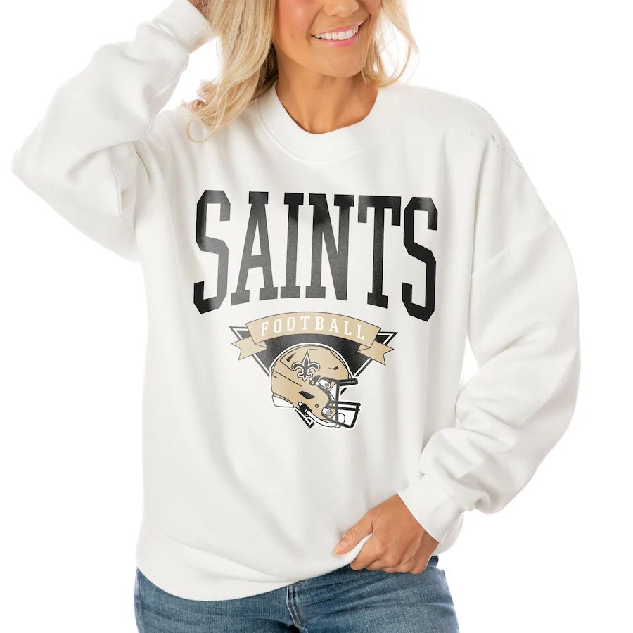 New Orleans Saints Gameday Couture Women's Yard Line Pullover Sweatshirt - White | Fanatics
