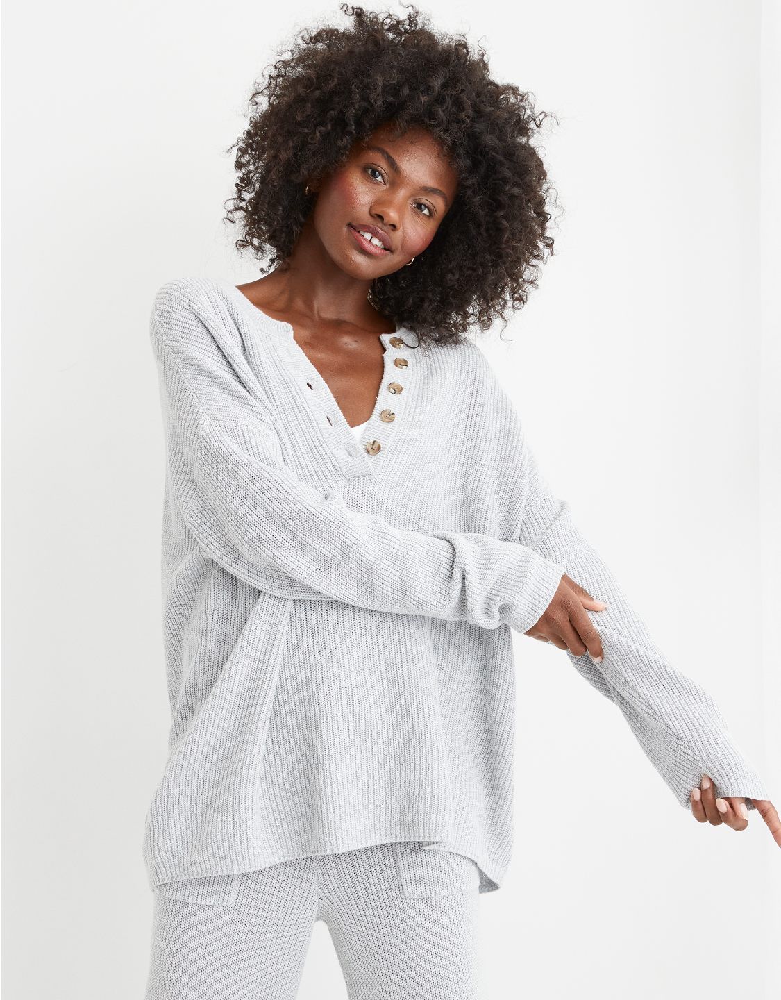 Aerie Oversized Henley Sweater | American Eagle Outfitters (US & CA)