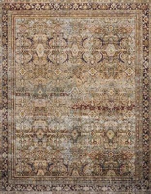 Loloi ll Layla Collection Printed Vintage Persian Area Rug 5'0" x 7'6" Olive/Charcoal | Amazon (US)