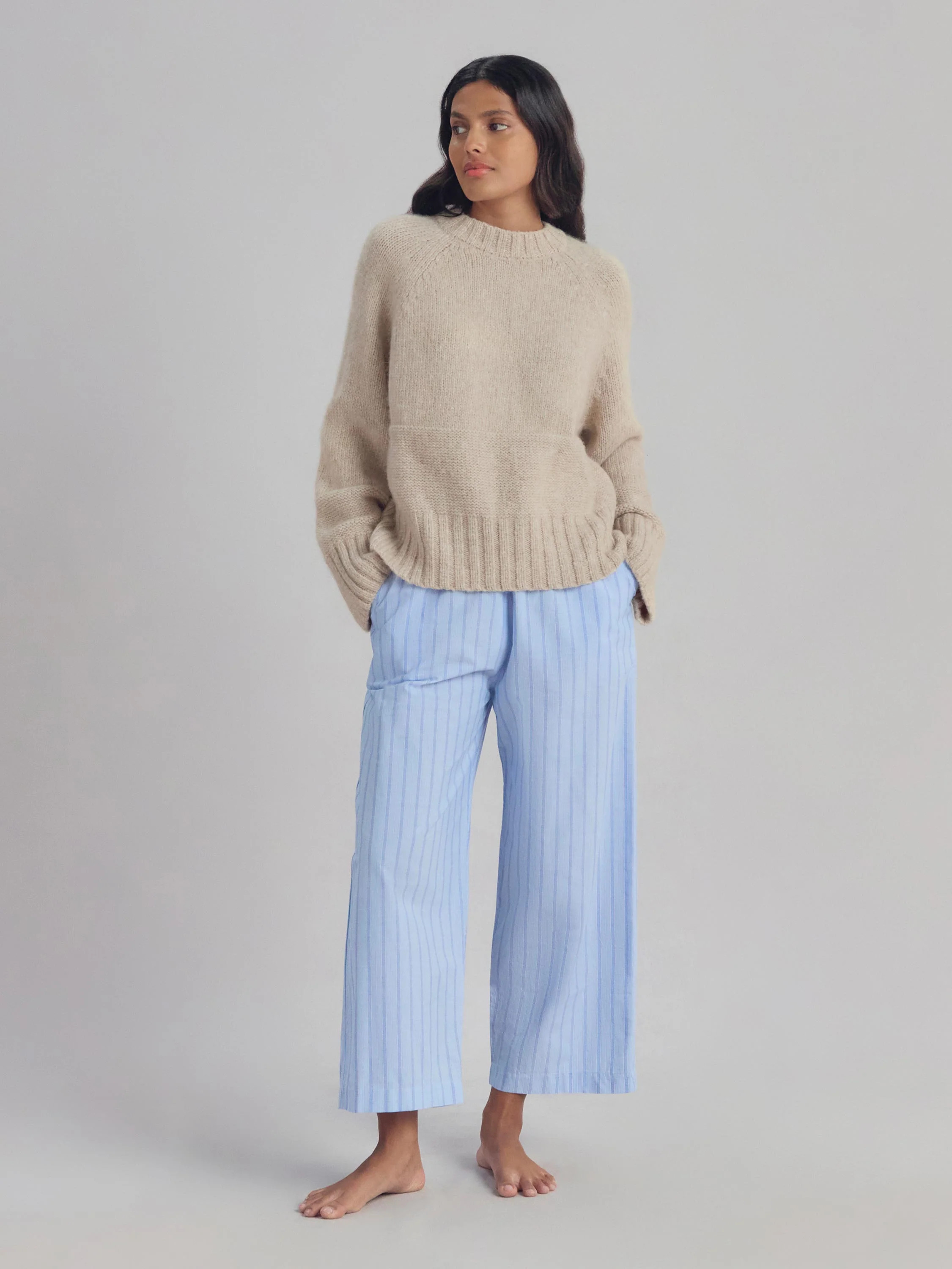Cream Crew Neck Wool Jumper | Piglet