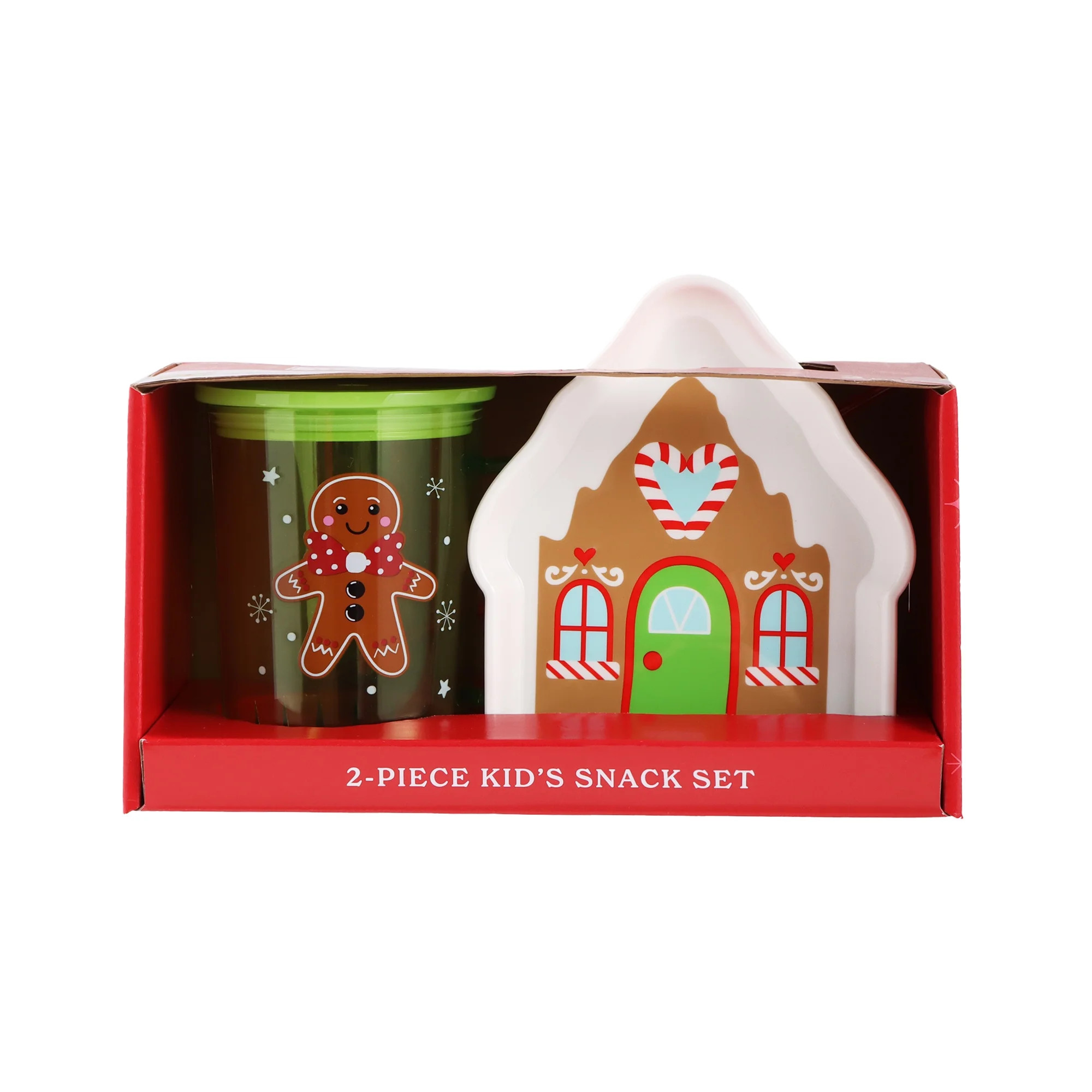2-Piece Gingerbread Man Kid's Christmas Snack Set Tableware, Multicolor, by Holiday Time | Walmart (US)