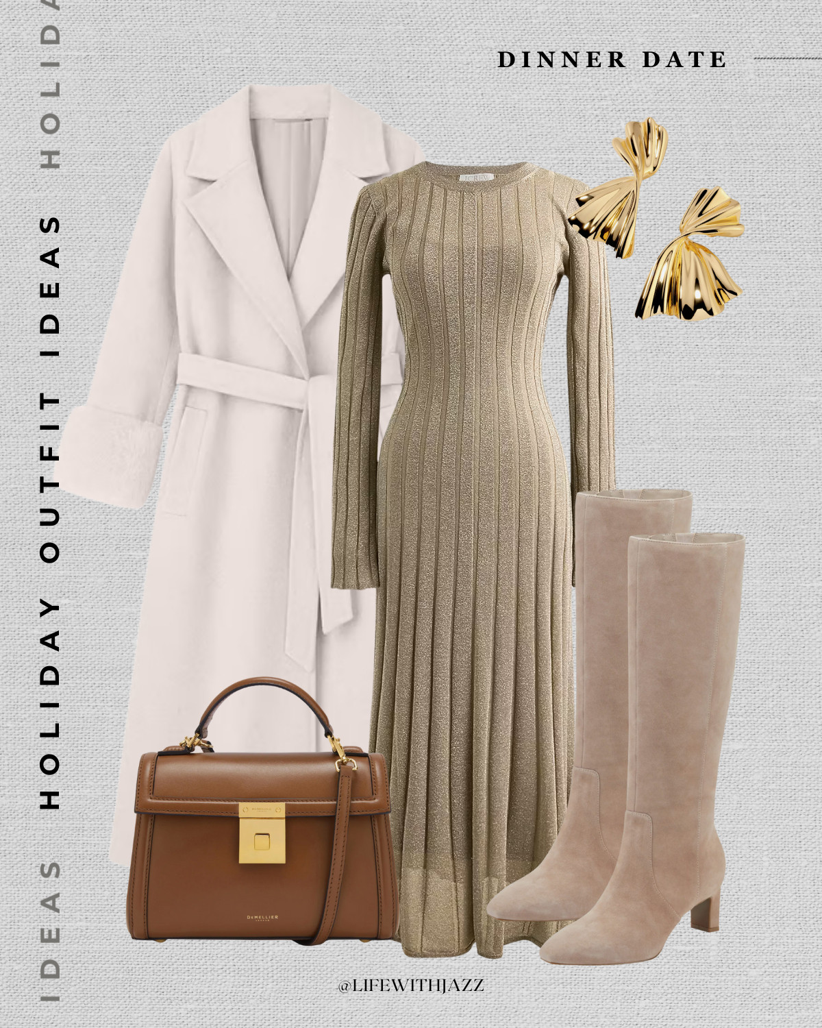  holiday outfit idea -- dinner date 

cream coat / gold shimmer maxi sweater dress / suede knee high leather boots / demellier paris purse  

 

 

#LTKHoliday #LTKootd