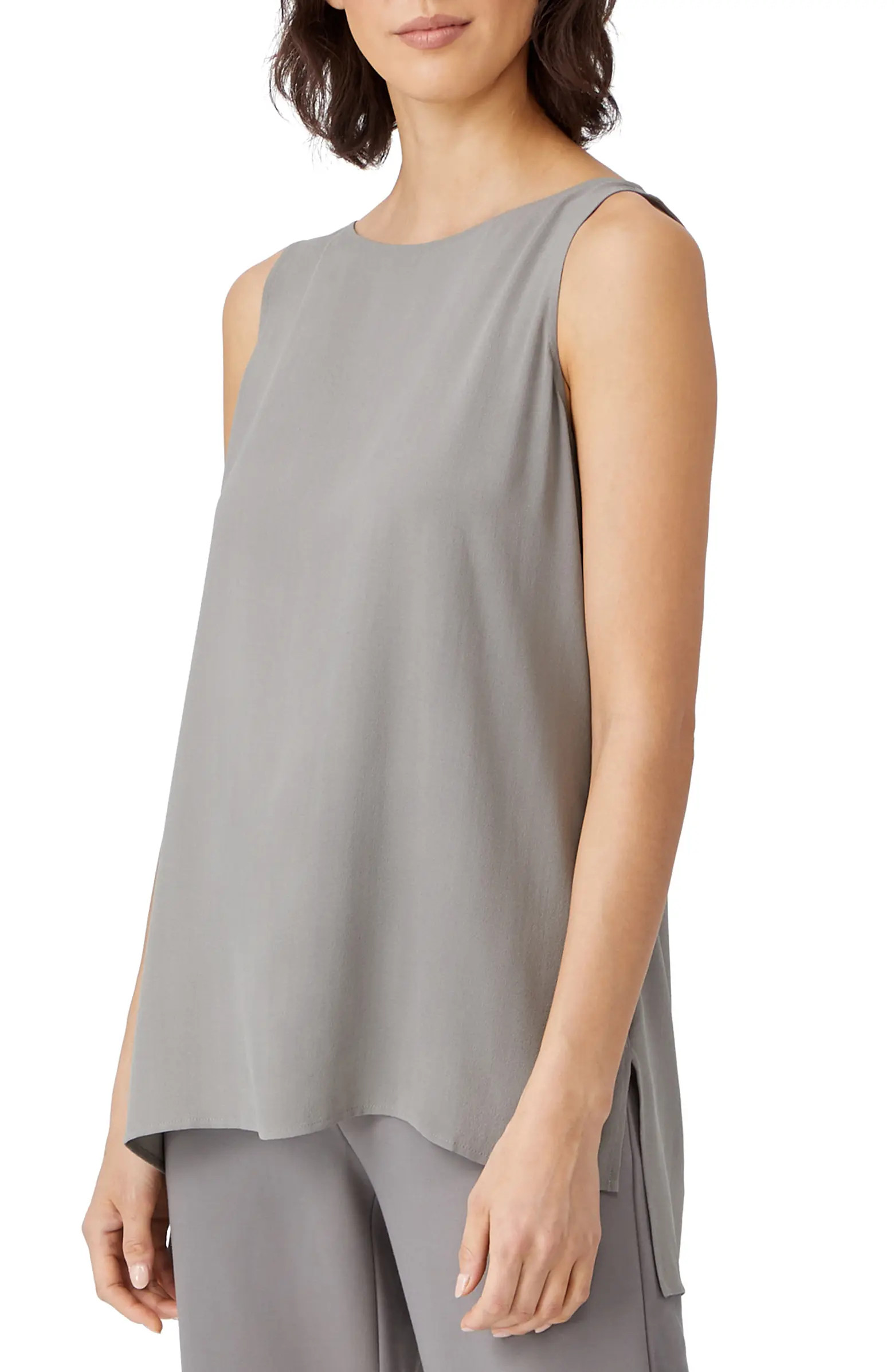Silk Crepe Bateau Neck Shell | Nordstrom
