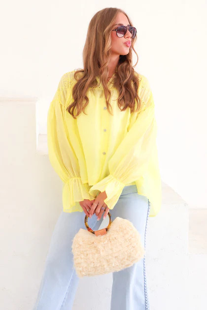 Made In The Sunshine Yellow Long Sleeve Blouse | The Willow Tree