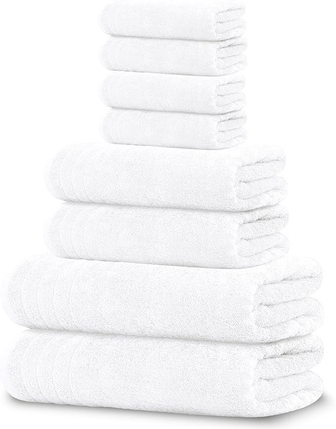 Tens Towels 8 Piece Towels Set, 2 Extra Large Bath Towels, 2 Hand Towels, 4 Washcloths, 100% Cott... | Amazon (US)