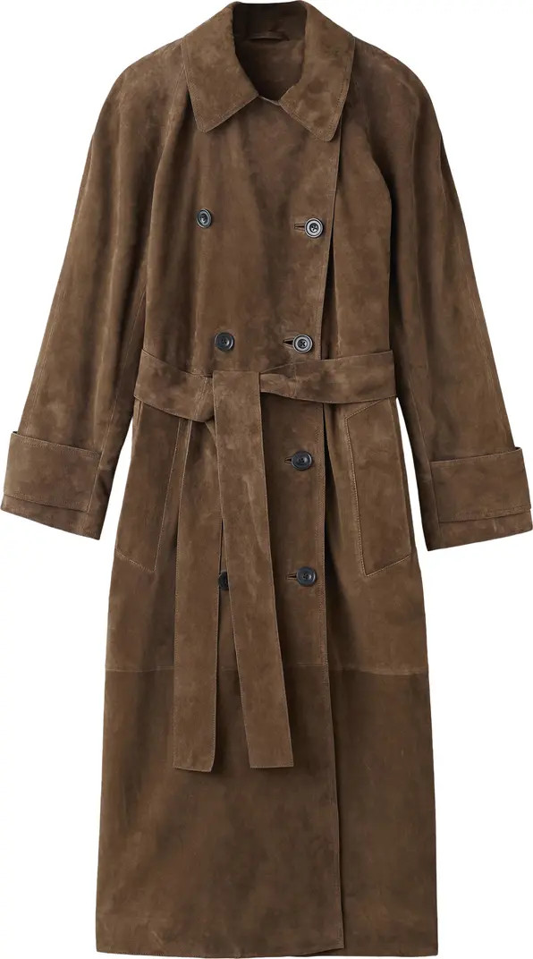 MANGO Selection Double Breasted Suede Trench Coat | Nordstrom | Nordstrom