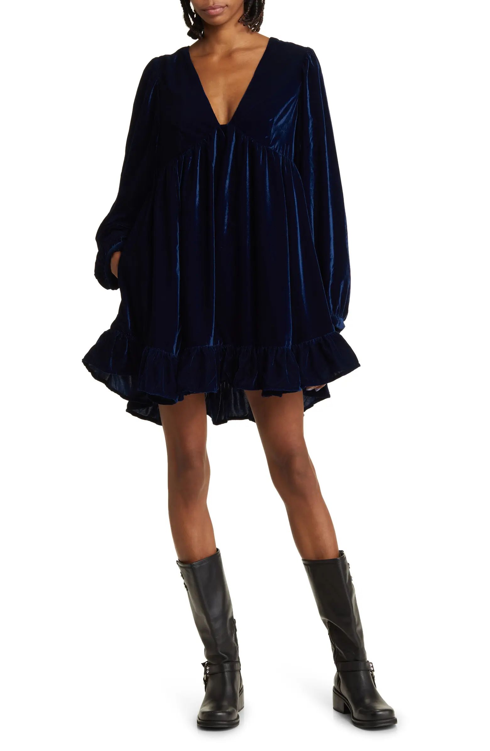 Estella Long Sleeve Velvet Minidress | Nordstrom
