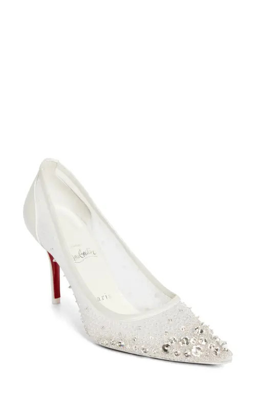 Christian Louboutin Miss Z Crystal Beaded Mesh Pump in Version Ivory at Nordstrom, Size 9.5Us | Nordstrom