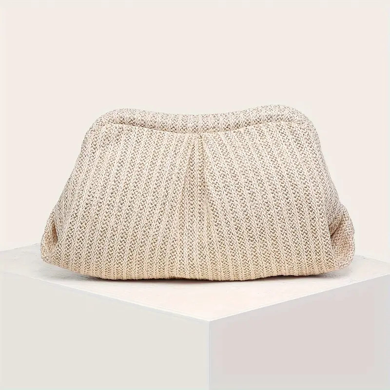 Straw Woven Summer Clutch Bag Cloud Pleated Coin Purse - Temu Cyprus | Temu Affiliate Program