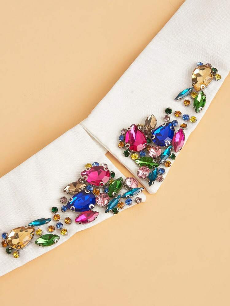 1pc Colorful Rhinestone Decorated Fake Collar, Cute Bohemian, Elegant Vintage Casual Style, Made Of Polyester | SHEIN