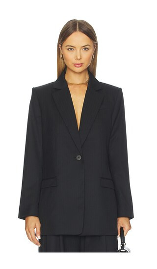 Split Back Blazer in Black Pinstripe | Revolve Clothing (Global)