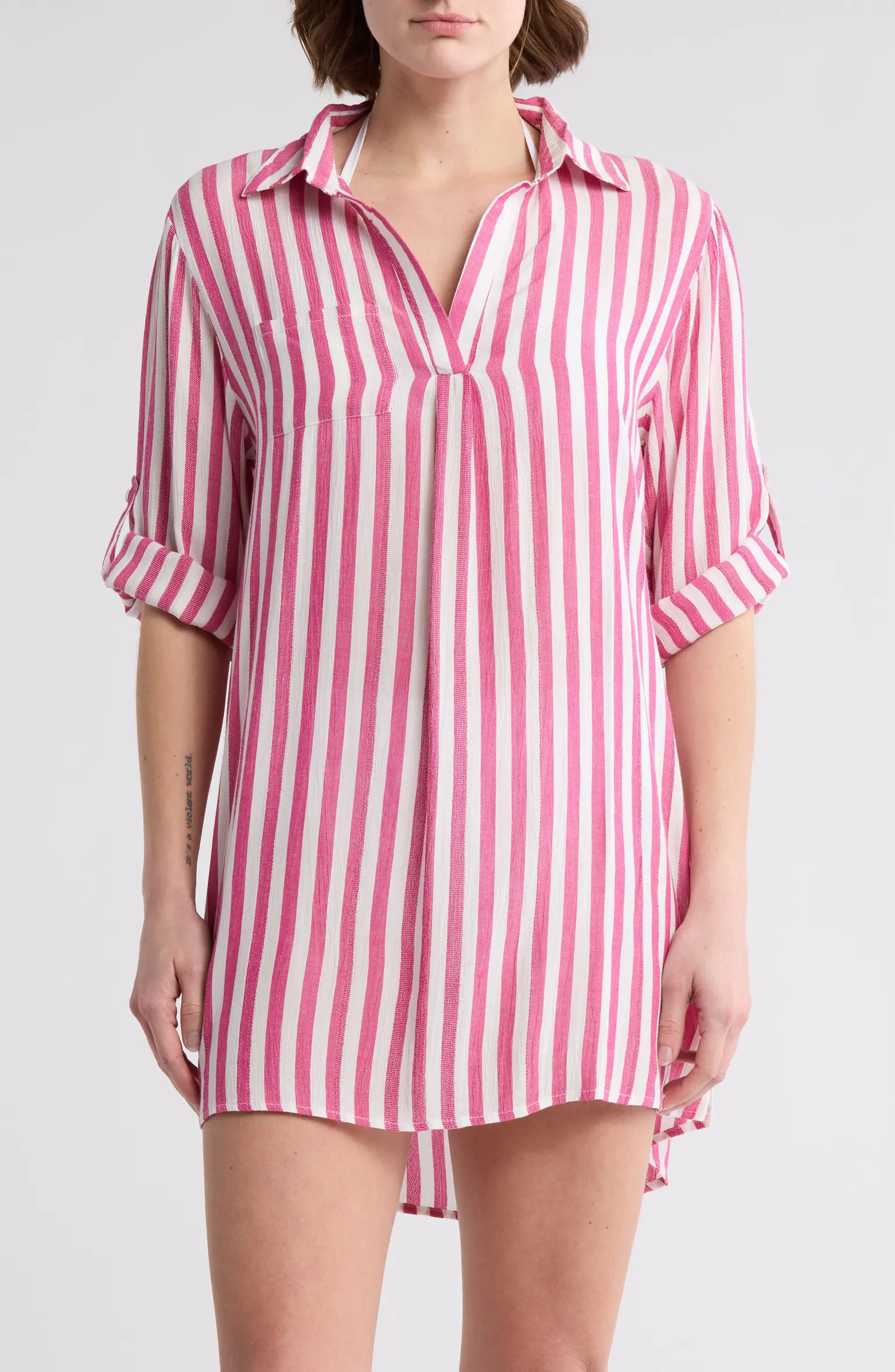 BOHO ME Yarn Dye Stripe Cover-Up Tunic | Nordstromrack | Nordstrom Rack