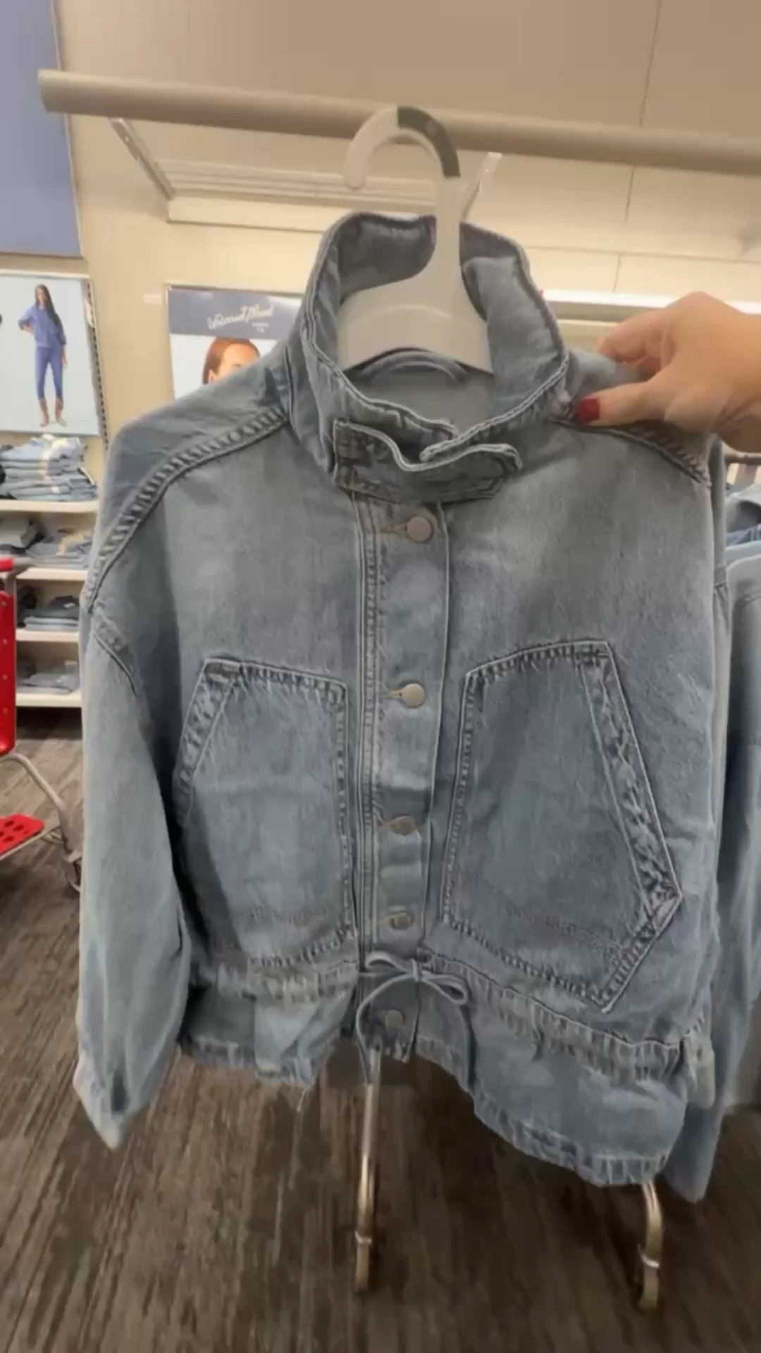 I have been eyeing this cinched denim jacket at @Target and it's finally on sale‼️ It's lightweight but still feels like a good solid denim layering piece. The cinched detail is so unique and I love the bigger pockets. 

#LTKMidsize #LTKgrwm #LTKSaleAlert