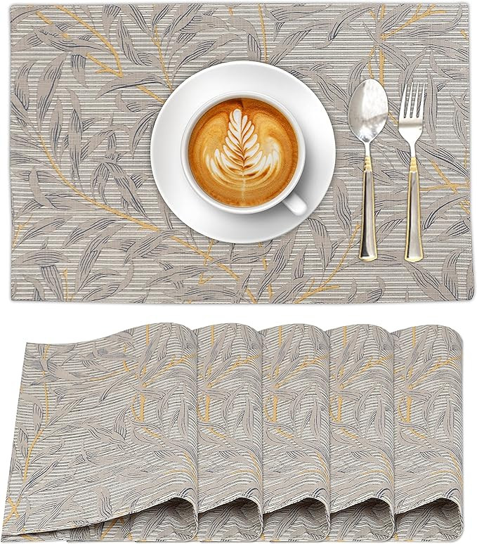Ruvanti Placemats 100% Cotton 13x19 Inch, Dining Table Placemats Set of 6, Modern Place Mats for ... | Amazon (US)