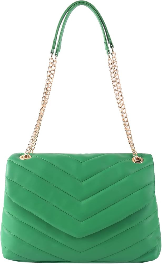 Quilted Crossbody Bag for Women, Soft Vegan Chevron Purses, Trendy Shoulder Handbags with Flap | Amazon (US)