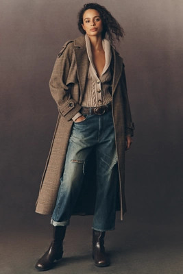 By Anthropologie Heritage Wool Blend Plaid Trench Coat | Anthropologie (US)