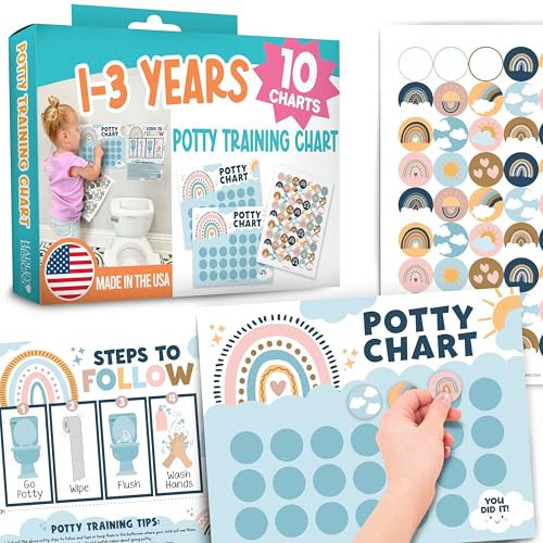 Hadley Designs Potty Training Chart for Girls with Fun Reward Stickers – 10 Potty Chart for Toddlers Girls, 8.5x11" Potty Training Sticker Chart for Toilet Success, Boho Reward Chart for Kids | Amazon (US)