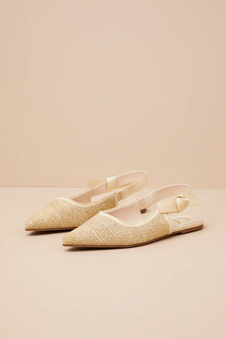 Galloway Natural Raffia Pointed-Toe Slingback Flats | Lulus