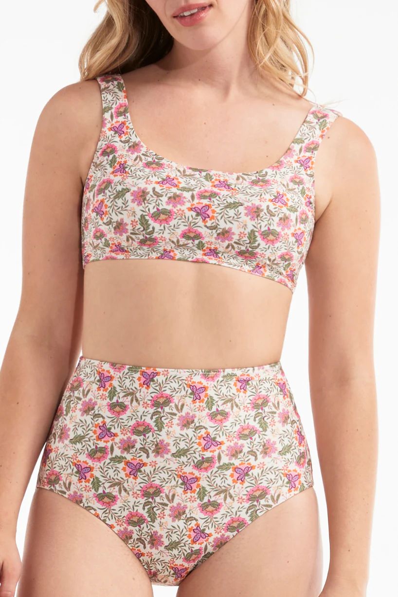 Square Neck Tankini Top in A Floral Fling | Hermoza