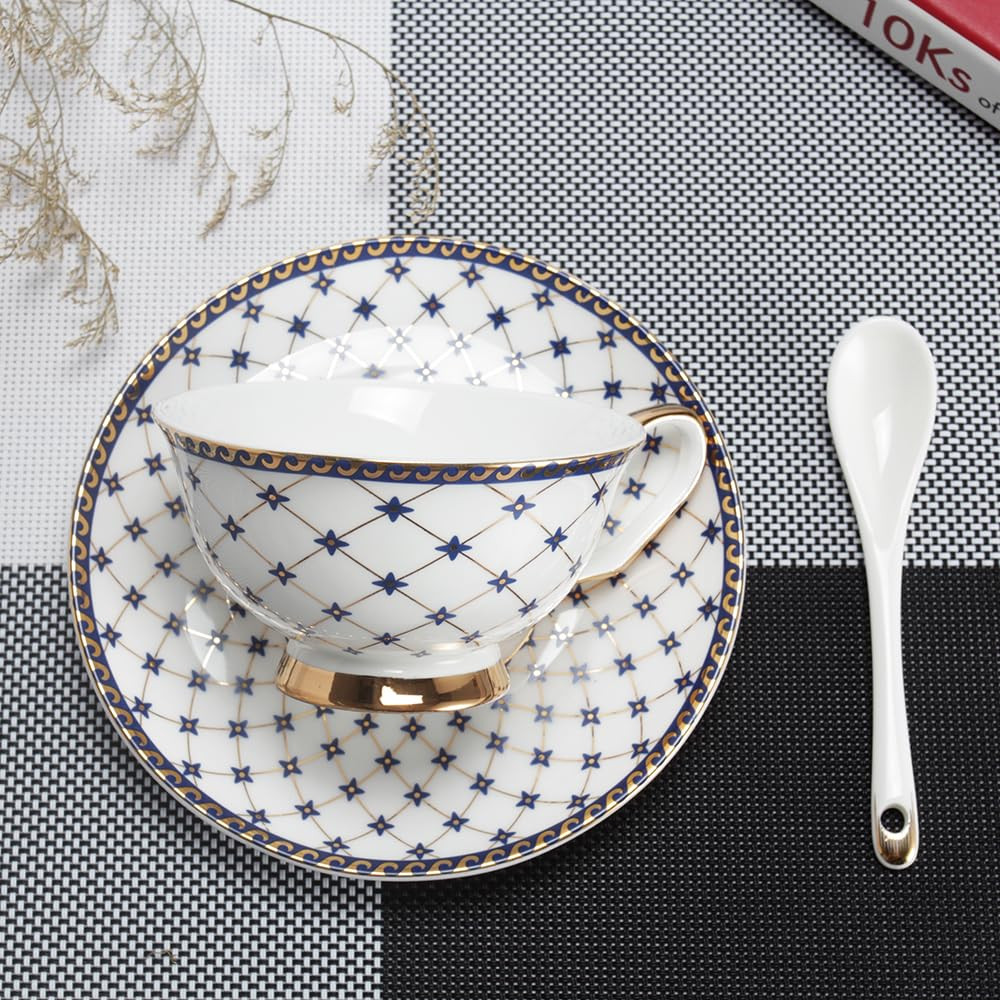 Porlien Royal Blue Star-night Teacup and Saucer Set with Spoon | Amazon (US)