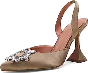 VETASTE Women's High Heel Crystal Slingback Pointed Toe Pump Shoes | Amazon (US)