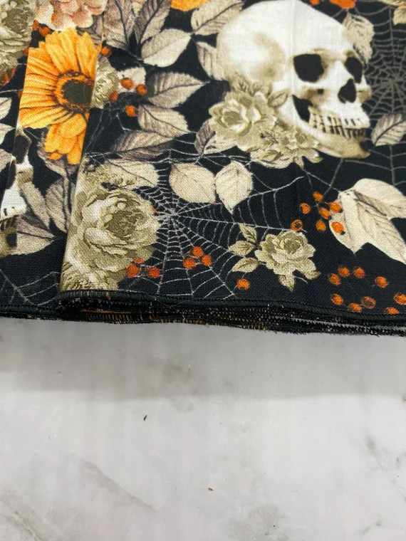 18X18 or 14x14 Halloween Napkins Black Skulls Orange - Etsy | Etsy (US)