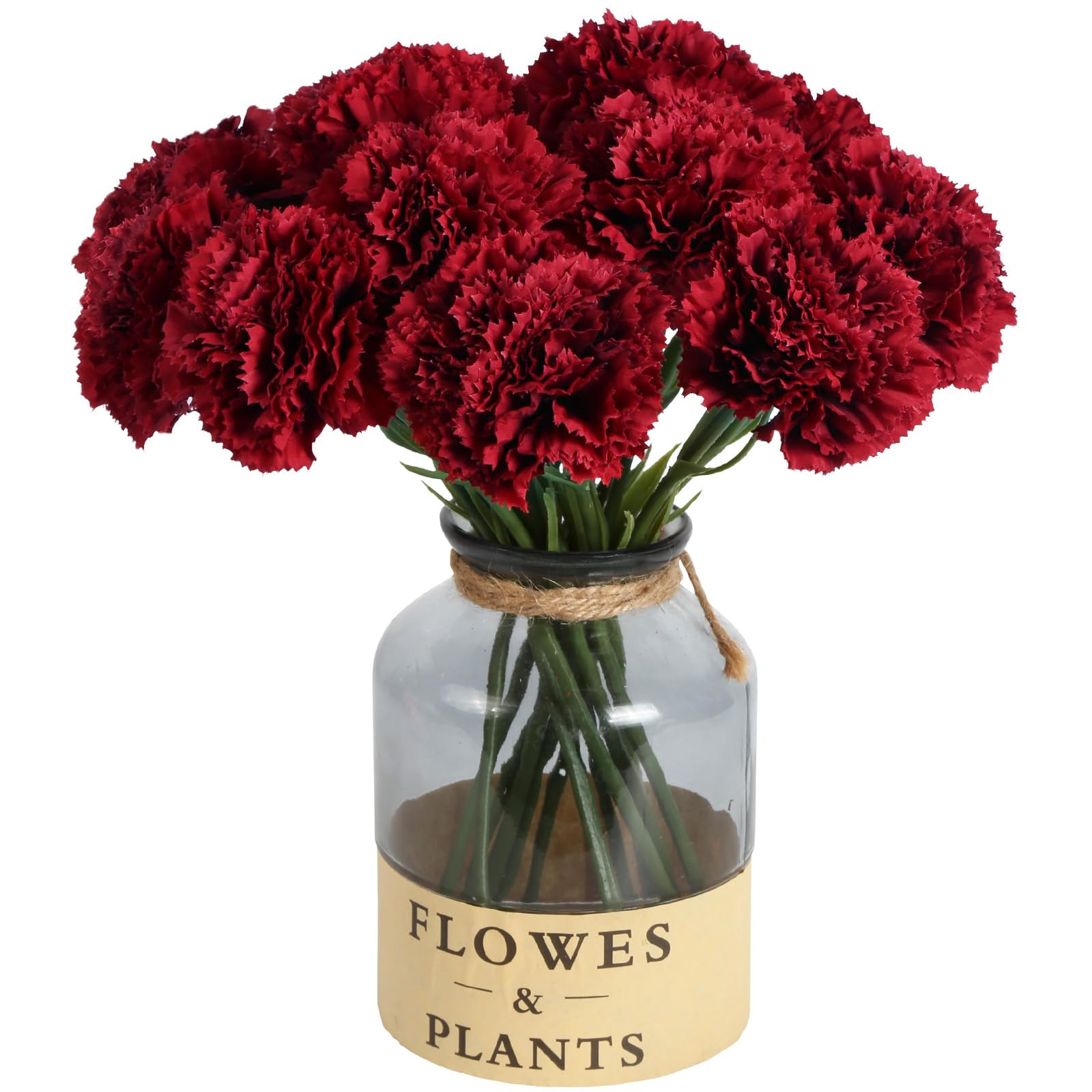 Red Carnations Artificial Flowers 15pcs Real Touch Carnation Flowers Silk Flowers with Stems for ... | Amazon (US)