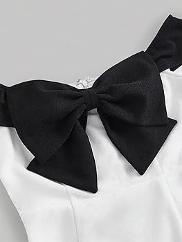 Women's Off Shoulder Bow Dress Colorblock Strapless A-line Mini Party Dresses | Amazon (US)